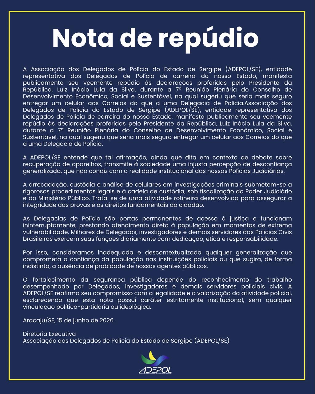 Nota Oficial de Repúdio
