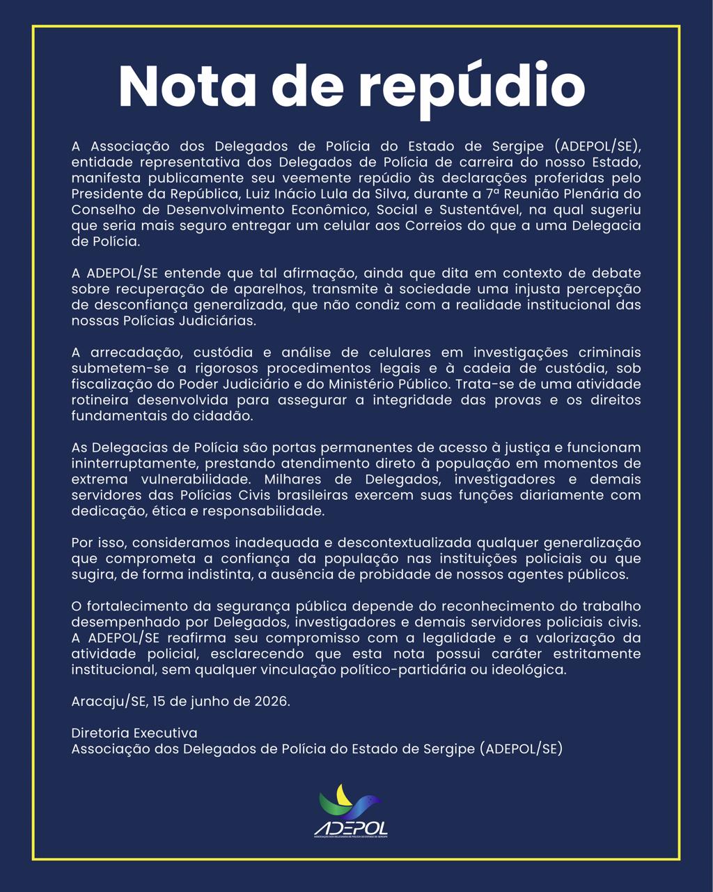 Nota Oficial de Repúdio